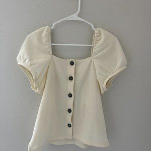 Madewell Women's Top Size Small - Jacquard Square Neck with Puff Sleeves